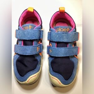 Plae Kids TY Suede Nylon Hook Loop Strap Sneaker Shoes Youth Sz 11.5 Navy Pink
